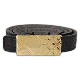 Burberry Black/Grey Slim Checked Buckle Belt Black Grey