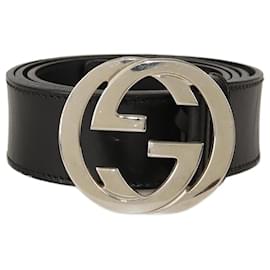Gucci-Cinto Gucci preto com fivela entrelaçada G-Preto