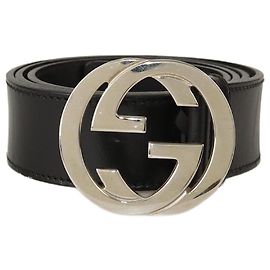 Cinturón Gucci negro con hebilla entrelazada G Negro