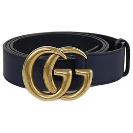 Gucci Navy Blue GG Marmont Thin Belt Navy blue