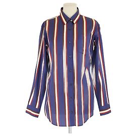 Camicia a maniche lunghe blu a righe verticali Dries van Noten Blu