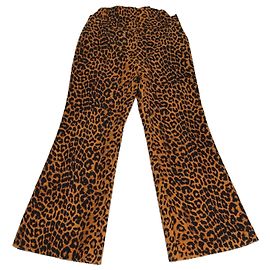 Autre Marque Calça de cintura alta com estampa de leopardo marrom/preto Pushbutton Marrom Preto