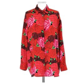 Camicia a maniche lunghe con stampa di rose rosse Magda Butrym Rosso