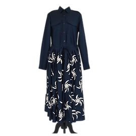 Vestido camisa bordado Deira azul marino con cinturón de Dries Van Noten Azul marino