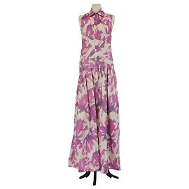 Autre Marque Robe midi halter en duchesse à imprimé floral violet CH Carolina Herrera Violet