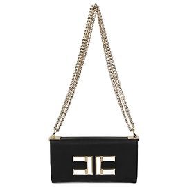 Bolso de cadena con logo espejo negro Elisabetta Franchi Negro