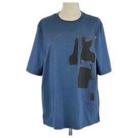 Hermès Hermes Blue Harnais en Gouache 3D Print T-Shirt Blue