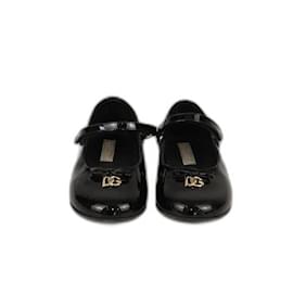 Autre Marque-Dolce & Gabbana Kids Black Patent Bow Details Ballet Flats-Black