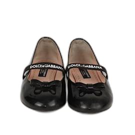 Autre Marque-Dolce & Gabbana Kids Black Patent DG Logo Ballet Flats-Black