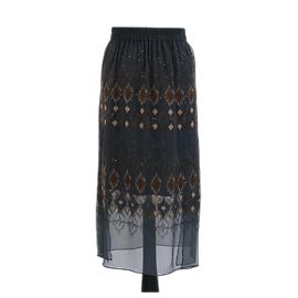 Brunello Cucinelli Dark Grey Sequins Emboidered Midi Skirt Dark grey