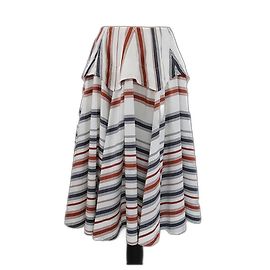 Jupe midi dégradée à rayures multicolores taille basse Bottega Veneta Multicolore