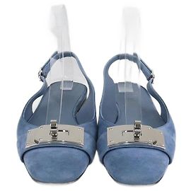 Hermès Hermes Blue Sky Suede Innocent Slingback Flats Blue