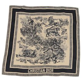 Sciarpa Toile De Jouy Blu Marino/Beige Christian Dior Beige Blu navy
