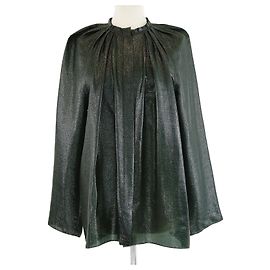 Metallic grüne plissierte Langarmbluse von Nina Ricci Andere