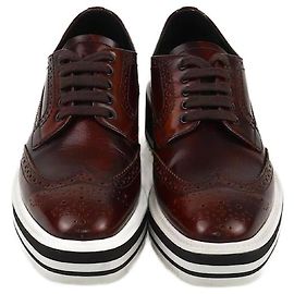 Prada Brown Brogue Platform Derby Sneakers Brown
