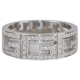 Gucci Multi G Diamond 18k White Gold Ring Size 59 White