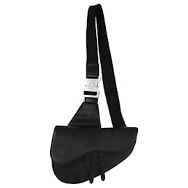 Christian Dior-Dior Homme Black Perforated Oblique Saddle Bag-Other