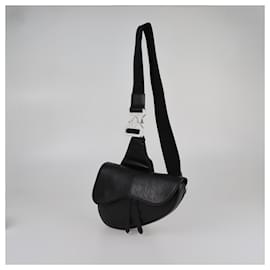 Christian Dior-Dior Homme Black Perforated Oblique Saddle Bag-Other