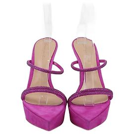 Gianvito Rossi Fuchsia Cannes Platform Mules Fuschia