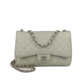 Sac à main Chanel Jumbo Classic en caviar matelassé vert menthe Autre