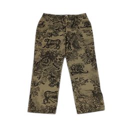 Calças retas em Toile De Jouy caqui Christian Dior Caqui