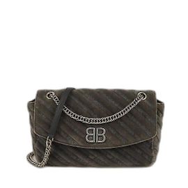 Balenciaga Grey Embossed Medium BB Round Shoulder Bag Grey