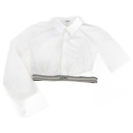 Camicia bianca cropped a maniche lunghe in popeline Loewe Bianco