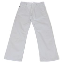 Jeans droits blancs D03 à détails de boutons Christian Dior Blanc