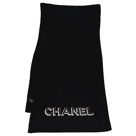 Sciarpa ricamata con logo nero Chanel Nero
