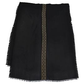 Sciarpa a righe con logo nera/oro di Elie Saab Nero D'oro