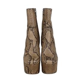 Botas de salto bloco em python marrom/bege Saint Laurent Marrom Bege