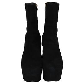 Botines de cuña con cremallera negra Yves Saint Laurent Negro