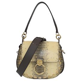 Chloé ChloeBeige/Brown Medium Tess Embossed Watersnake Shoulder Bag Brown Beige