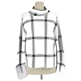 Stella Mc Cartney Stella McCartney weiß/schwarz karierter Stretch-Strickrollkragenpullover Schwarz Weiß
