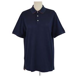 Hermès Hermes Navy Blue/Orange Short Sleeve Polo Shirt Orange Navy blue