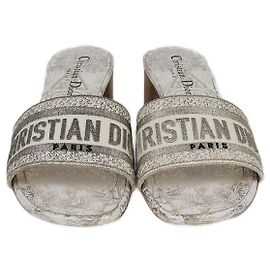 Sandalias Dway bordadas en oro/blanco de Christian Dior Blanco Dorado