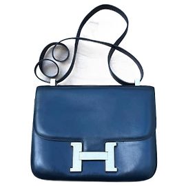 Hermès Constance Navy Blue Box Leather Handbag Navy blue