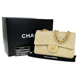 Chanel-Chanel Vintage Classic Double Flap Bag Quilted Lambskin Small-Beige