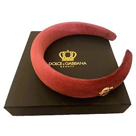 Espléndida diadema DOLCE & GABBANA de terciopelo rosa oscuro-borgoña nueva Burdeos