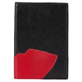 Autre Marque-Lulu Guinness Lip Leather Passport Case-Black,Red