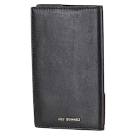 Autre Marque-Lulu Guinness Lip Leather Passport Case-Black,Red