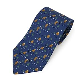 Hermès-Hermes Silk Tie-Blue