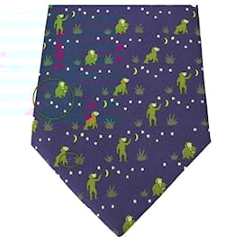 Hermès-Hermes Silk Tie-Blue