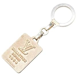 Louis Vuitton-Louis Vuitton Gold-Plated MALLETIER DEPUIS 1854 Logo Plate Key Holder T14230-Golden