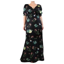 Peter Pilotto Robe maxi noire à fleurs - taille UK 14 Noir