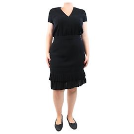 Etro Schwarzes Midi-Kleid mit V-Ausschnitt - Größe UK 16 Schwarz