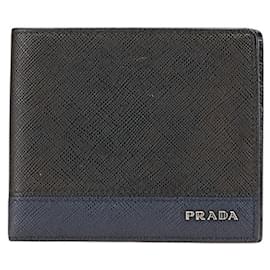Prada-Prada Men's Bifold Wallet-Black,Navy blue