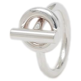 Hermès-Hermes Echappé MM Silver Band Ring-Silvery