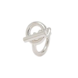 Hermès-Hermes Croisette GM Silver Band Ring-Silvery
