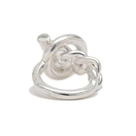Hermès-Hermes Croisette GM Silver Band Ring-Silvery